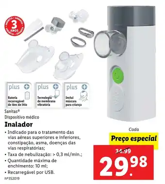 Lidl Sanitas Dispositivo Médico Inalador promoção
