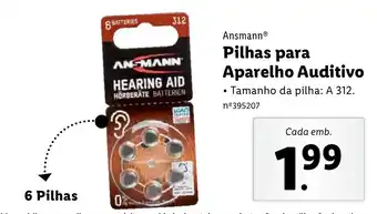 Lidl Ansmann Pilhas para Aparelho Auditivo promoção