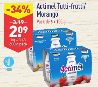 ALDI Actimel Tutti-frutti/Morango 6x100g promoção