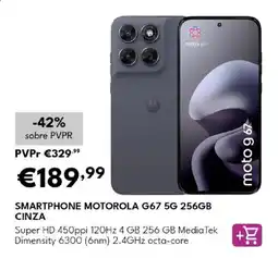 Radio Popular smartphone motorola g67 5g 256gb cinza promoção