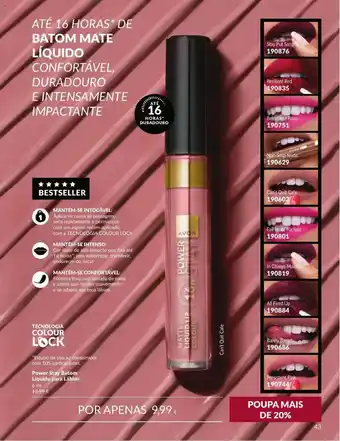 Avon Avon power stay batom liquido para labios promoção
