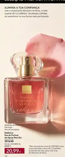 Avon radiance eau de parfu, em spray para ela promoção