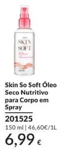 Avon skin so soft óleo seco nutritivo para corpo em spray promoção