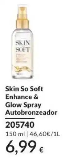 Avon skin so soft enhance & glow spray autobronzeador promoção