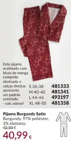 Avon Pijama Burgundy Satin promoção