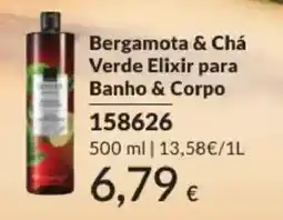 Avon bergamota & chá verde elixir para banho & corpo promoção