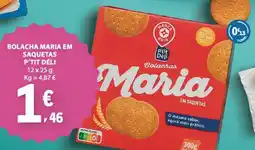 E.Leclerc bolacha maria em saquetas p'tit déli promoção