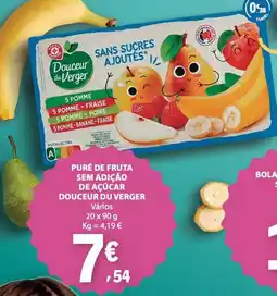 E.Leclerc puré de fruta sem adição de açúcar douceur du verger promoção