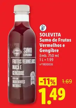 Lidl Solevita sumo de frutos vermelhos e gengibre promoção