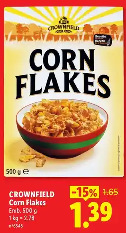 Lidl Crownfield corn flakes promoção