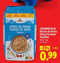 Lidl Crownfield Flocos de Aveia Finos Formato Familiar promoção