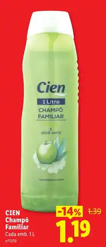 Lidl Cien champô familiar promoção