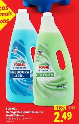 Lidl formil detergente líquido frescura azul/colónia promoção