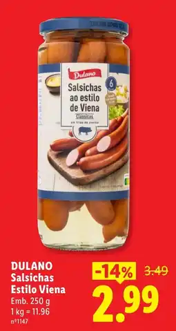 Lidl Dulano Salsichas Estilo Viene promoção