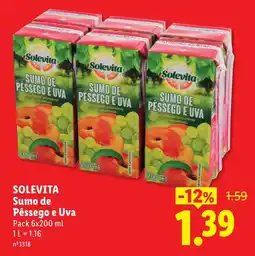 Lidl Solevita Sumo de Pêssego e Uva promoção