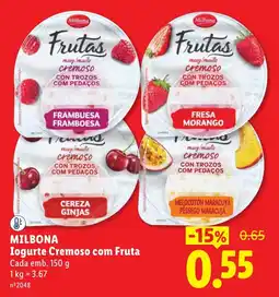 Lidl Milbona iogurte cremoso com fruta promoção