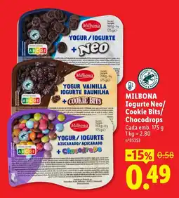 Lidl Milbona Iogurte Neo/ Cookie Bits/ Chocodrops promoção