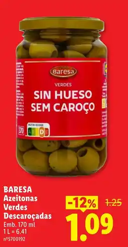 Lidl Baresa Azeitonas Verdes Descaroçadas promoção