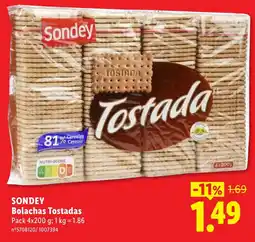 Lidl Sondey Bolachas Tostadas promoção