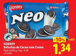 Lidl Sondey Bolachas de Cacau com Creme promoção