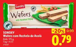 Lidl sondey wafers com recheio de avelã promoção