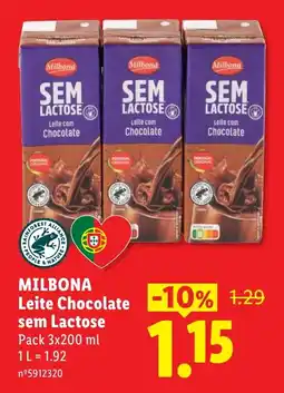 Lidl Milbona Leite Chocolate sem Lactose promoção