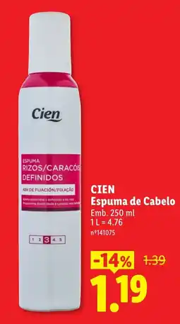 Lidl Cien espuma de cabelo rizos/caracóis definidos promoção