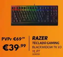 Radio Popular razer teclado gaming blackwidow tk v3 yl pt promoção