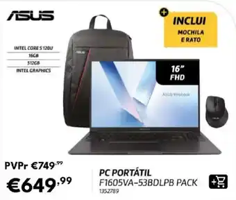 Asus pc portátil f1605va-53bdlpb pack