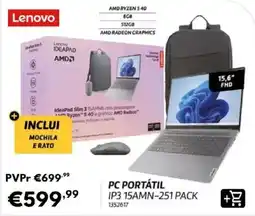 Radio Popular Lenovo ideapad slim 3 15amn-251 pack promoção