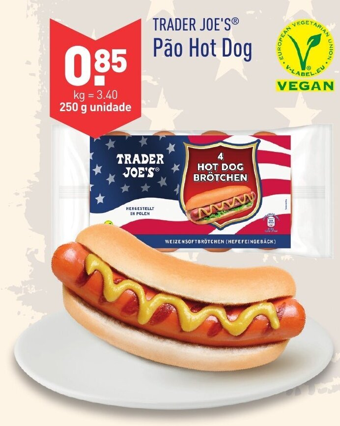 Promoção Trader Joe's Pão Hot Dog 250g em ALDI