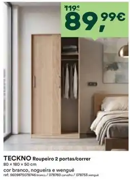 Moviflor teckno roupeiro 2 portas/correr promoção