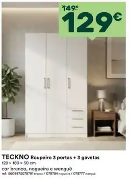 Moviflor Teckno roupeiro 3 portas + 3 gavetas promoção