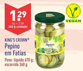 ALDI King's Crown Pepino em Fatias 360g promoção