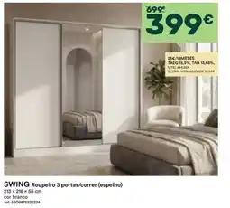 Moviflor swing roupeiro 3 portas/correr (espelho) promoção