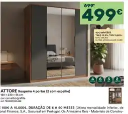 Moviflor Attore Roupeiro 4 portas (2 com espelho) promoção