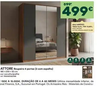 Attore Roupeiro 4 portas (2 com espelho)