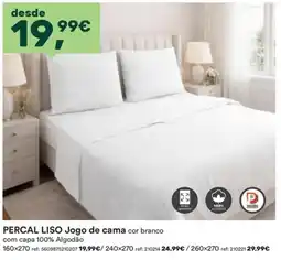 Moviflor Percal liso jogo de cama cor branco promoção