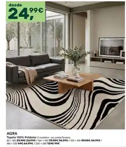Moviflor Tapete 100% Poliéster 2 modelos - cor preto/branco promoção