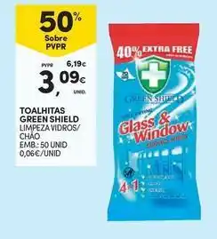 Continente Bom dia Toalhitas green shield limpeza vidros/ chão promoção