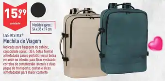 ALDI Live in Style Mochila de Viagem 54x35x19cm promoção
