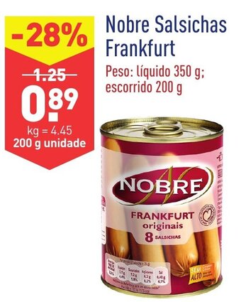 ALDI Nobre Salsichas Frankfurt 200g promoção