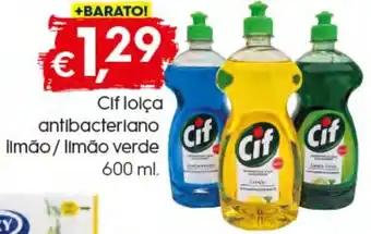 Bolama Cif Loiça Antibacteriano Limão / limão Verde 600ml promoção
