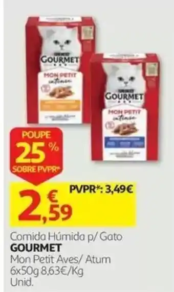 Auchan comida húmida p/ gato gourmet mon petit aves/ atum promoção