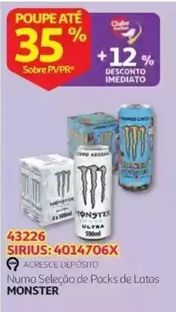 Auchan Numa Seleção de Packs de Latas Monster promoção