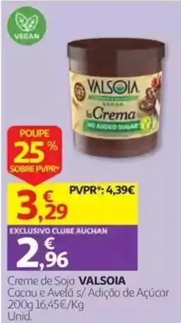 Auchan creme de soja valsoia promoção