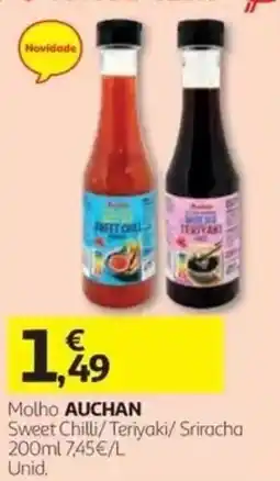 Auchan Molho auchan sweet chilli/ teriyaki/ sriracha promoção