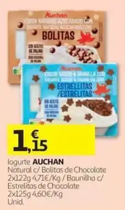 Auchan logurte auchan natural c/ bolitas de chocolate promoção