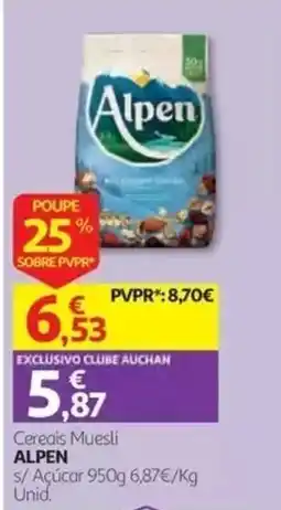Auchan Cereais Muesli ALPEN promoção