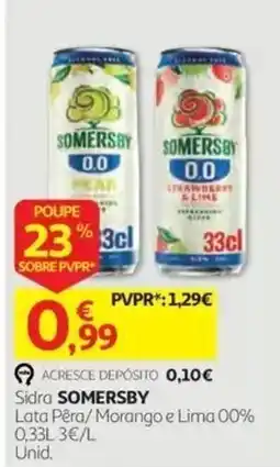 Auchan Sidra SOMERSBY Lata Pêra / Morango e Lima 00% promoção